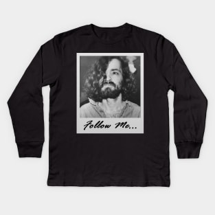 Charles Manson Polaroid Kids Long Sleeve T-Shirt